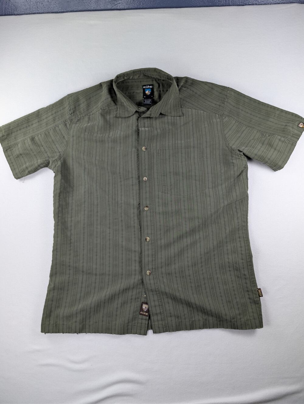 KÜHL Men’s Large Olive Green Short Sleeve Button Up Outdoor Shirt